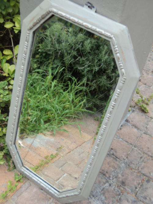 Very old Wood Framed BEVELLED Mirror - Painted and distressed Frame - LOVELY (See description)