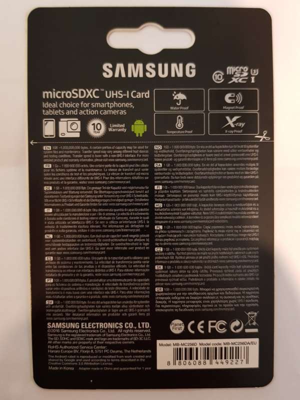 Samsung EVO plus 256gb micro SD card