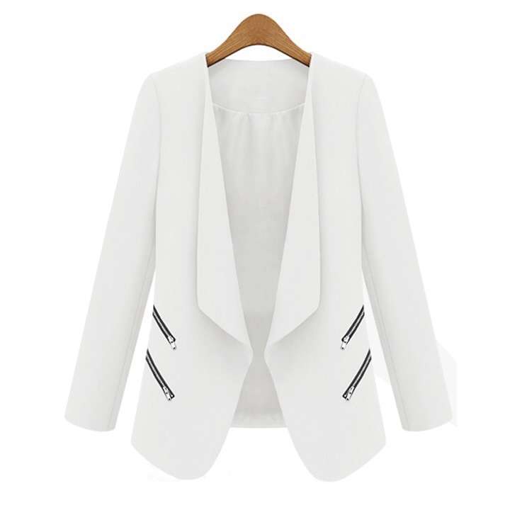 NEW ARRIVAL!!!!  WHITE ZIPPER  DETAIL JACKET BLAZER WORK PARTY OFFICEDRESS