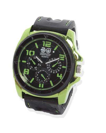 Crosshatch Mens Watch in Black and Green