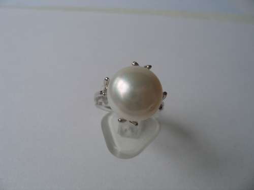 Solid 925 -Sterling Silver  & FWP 13.00mm Pearl Ring