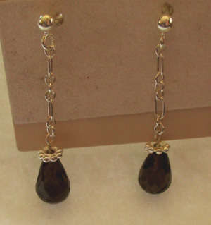 Beautiful  925, Sterling Silver  and Genuine Smoqy Quartz Drop Earrings