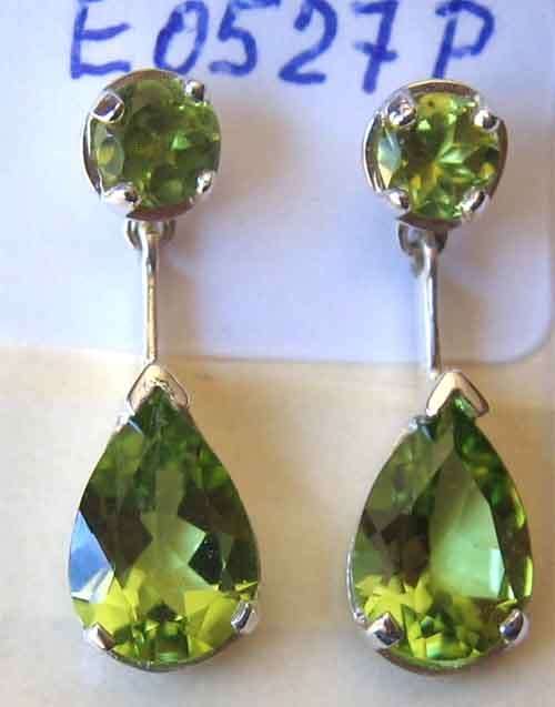 A pair of  Sterling Silver  and Genuine Perdot Drop Earrings