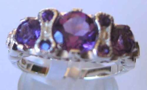 Sterling Silver  and Genuine Amethysts Ring