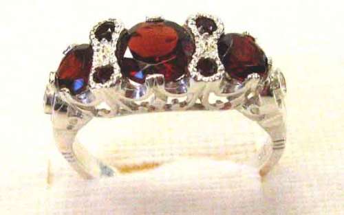 925 Sterling Silver  and Genuine Garnets Ring
