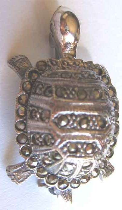 Sterling Silver and Marcasite Turtle Brooch