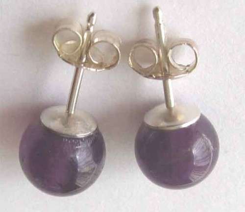 Sterling Silver & Genuine Amethysts  Earrings/ studs.