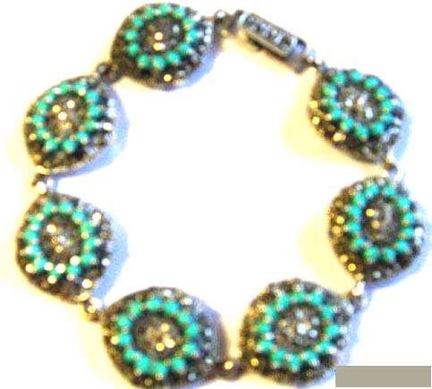 Beautiful, 925 Sterling Silver Turquoise and Marcasite Bracelet