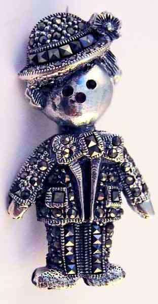 Sterling Silver, Marcasite and Garnet  Brooch.