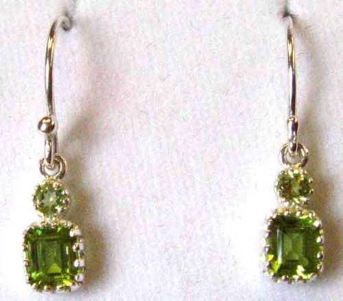 Beautiful -925 Sterling Silver and Genuine Peridot Earrings.