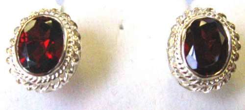 Genuine Garnets in Sterling Silver  Earrings.