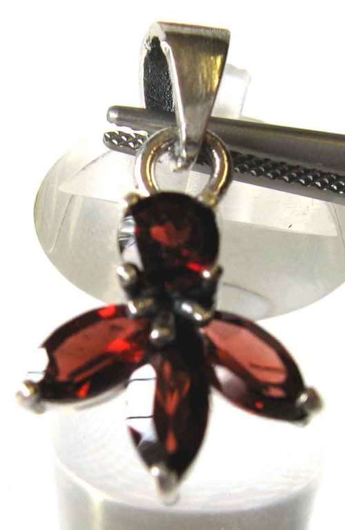 Genuine Garnets in  Sterling Silver Pendant.