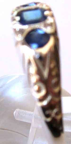 Genuine  Sapphires and Diamonds  Ring in Sterling Silver.