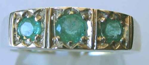 925 Sterling Silver  and Genuine Emeralds  Ring