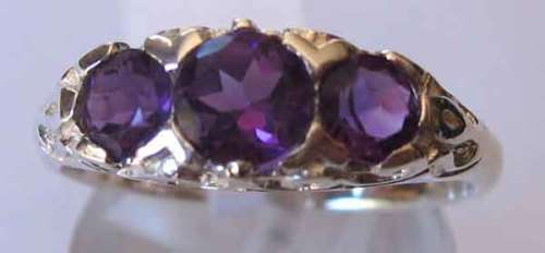 Genuine Amethysts in Sterling Silver Ring.