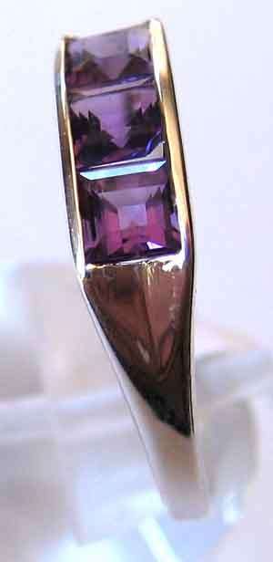 Natural  Amethysts in Sterling Silver Ring