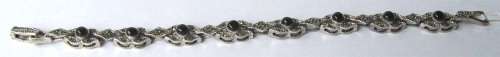 Beautiful Sterling Silver, Marcasite and Black onyx Bracelet