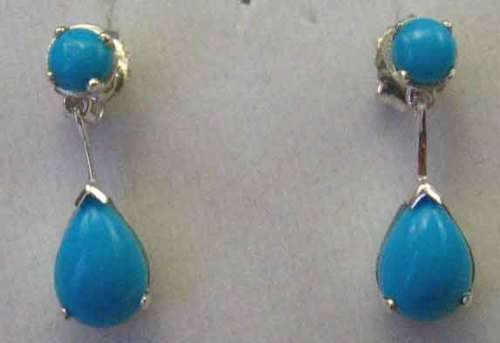 925-Sterling Silver  and  Genuine Turquoise Earrings