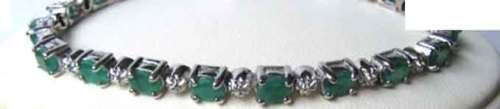 Genuine Emeralds in Solid Sterling Silver Tennis Bracelet