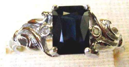 Lovely -Sterling Silver Diamonds and  Sapphire  Ring.