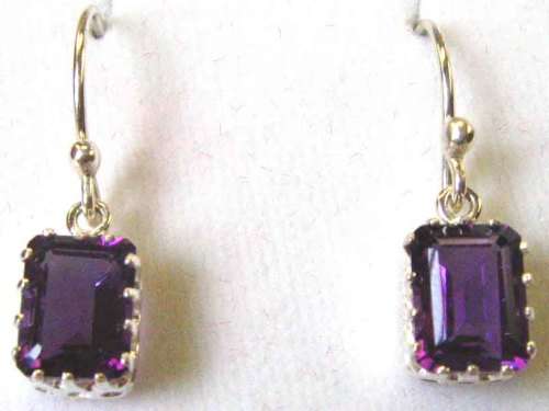 Glamorous Sterling Silver 925 & Genuine Amethysts Earrings