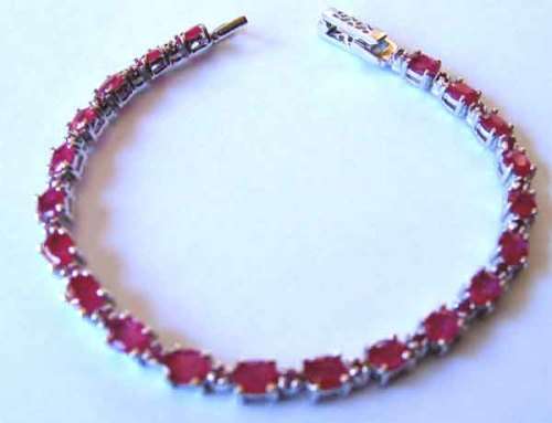 Beautiful Sterling Silver and Genuine Rubies  Bracelet