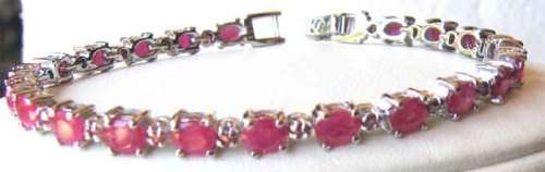 Beautiful Sterling Silver and Genuine Rubies  Bracelet