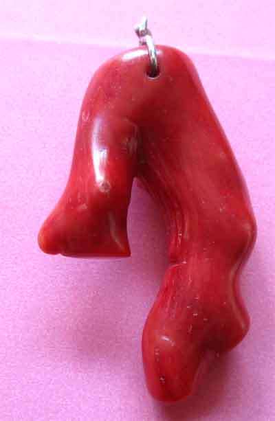 Sterling Silver  & Red Coral  Pendant 16.46 grams