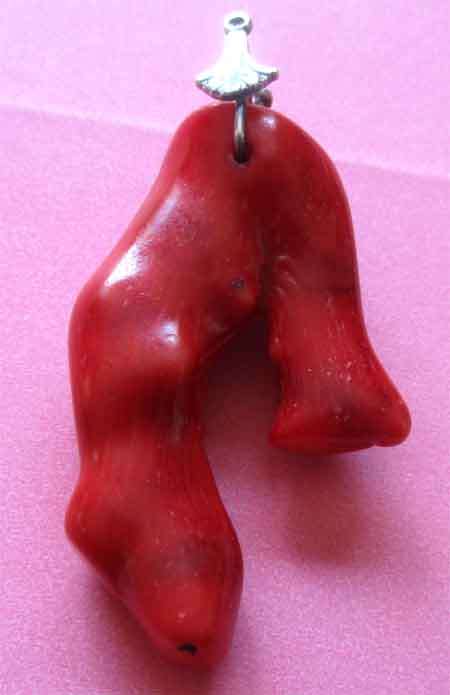 Sterling Silver  & Red Coral  Pendant 16.46 grams