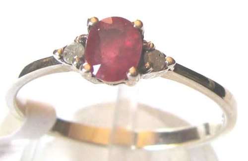 925 -Sterling Silver  Ruby and Diamonds  Ring.