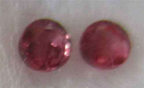 Genuine Rubies  2 pieces Round facet  cut  T. W.  0.11 ct.price/piece