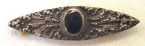 Sterling Silver  and Black Onyx Brooch