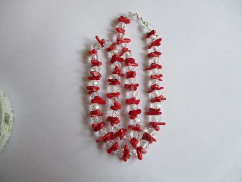 Crystal and Red Coral Necklace