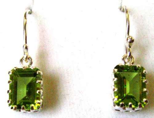 925  Sterling Silver and Peridot  Earrings
