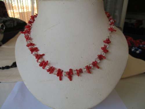Genuine Crystal and Coral Necklace