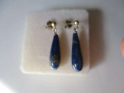 925 Sterling Silver  and Ganuine Lapis Lazuli Drop Earrings