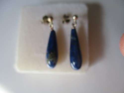 925 Sterling Silver  and Ganuine Lapis Lazuli Drop Earrings