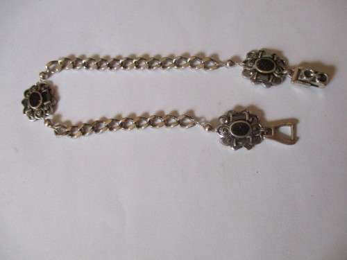 925 Sterling Silver , marcasite and Onyx on chain Bracelet