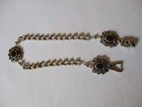 925 Sterling Silver , marcasite and Onyx on chain Bracelet