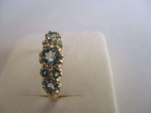 9ct Solid Yellow Gold and Genuine Aquamarines Ring
