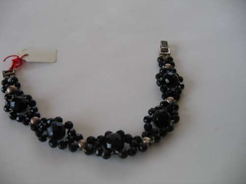 Solid 925 -Sterling Silver Clasp, Silver Beads & Genuine Black Onyx Bracelet