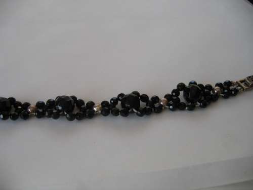 Solid 925 -Sterling Silver Clasp, Silver Beads & Genuine Black Onyx Bracelet