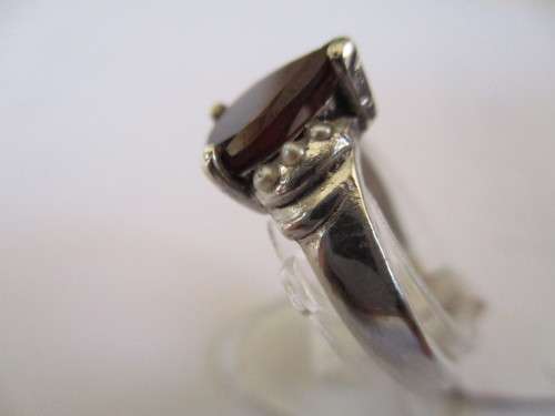 Sterling Silver , Garnet  and Seed Pearls Ring
