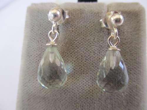 925- Solid Sterling Silver  and Drop Topaz Earrings