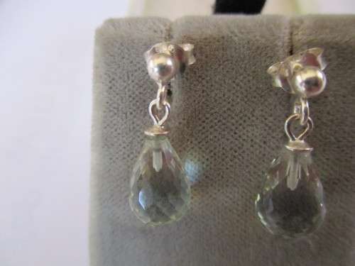 925- Solid Sterling Silver  and Drop Topaz Earrings