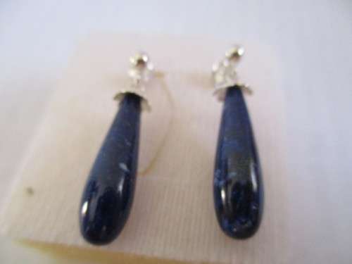 925 Sterling Silver  and Drop Lapis Lazuli Earrings