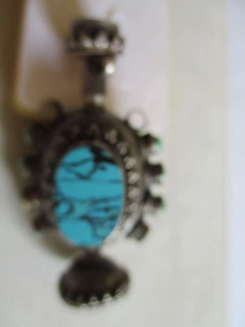 Decorative Vintage Sterling Silver and Turquoise Perfume Bottle/ Pendant