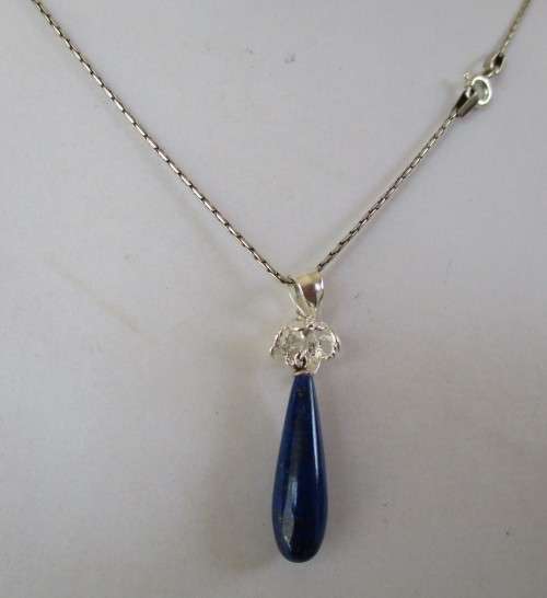 Sterling Silver Chain/ Necklace with Lapis Lazuli Pendant