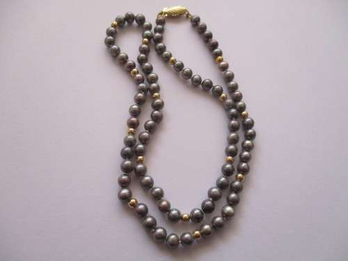 14 ct Gold Clasp and 14k gold beads and  Cultured Pearls Necklace