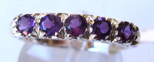 925 -Sterling Silver  and Genuine Amethysts Ring